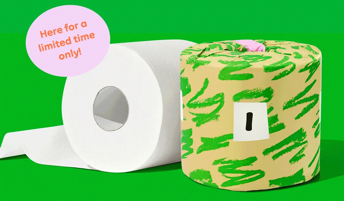 Animation: Here for a limited time only! Poetry Edition toilet paper reading: I love squeaky cheese unicorns.