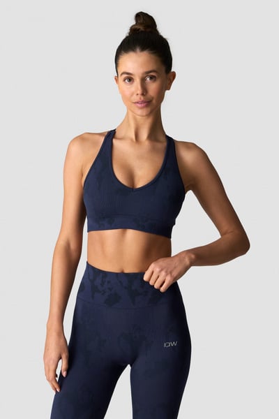 Image of Camo Seamless V-neck Sports bra Navy Camo