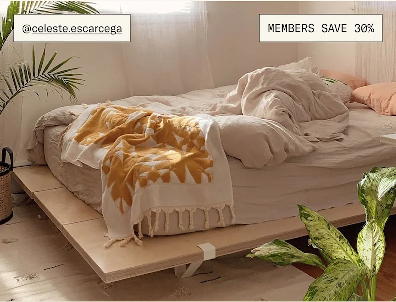 Members 30% on the Bed Frame, seen here styled by @celeste.escarcega