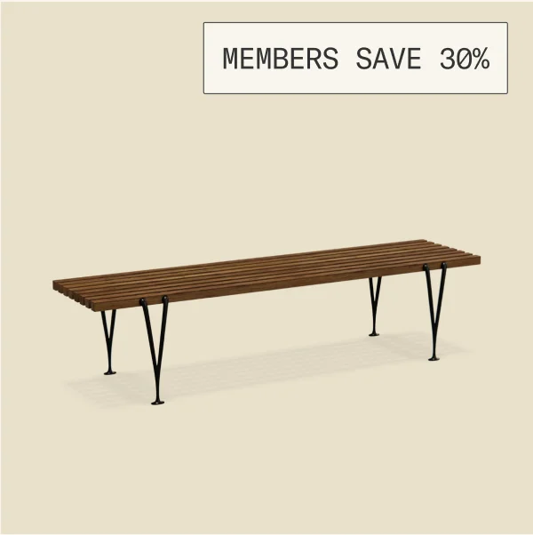 Shop the Acton Slat Bench; members save 30%.