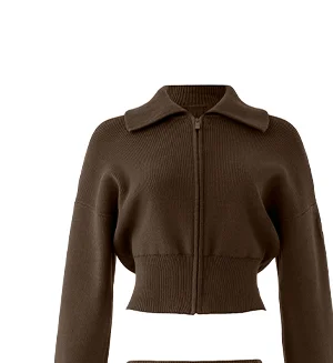 Scholar Knit Cropped Full Zip Jacket