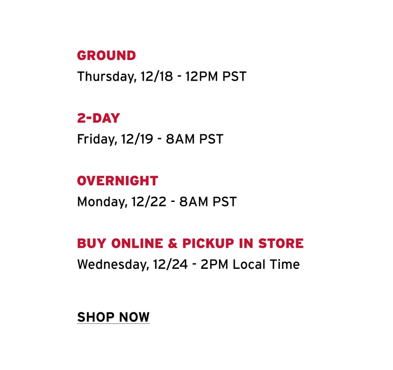GET YOUR GIFTS BY 12/24