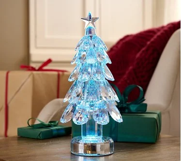 Illuminated Faceted Glass Tree with Star by Valerie