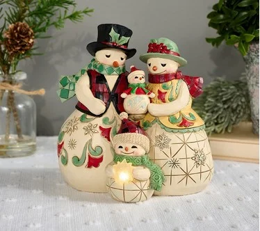 Jim Shore Heartwood Creek 5" Snowman Family LED Figurine