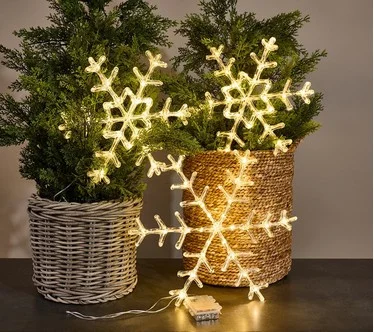 S/3 In/Outdoor Illuminated Shatterproof Snowflakes by Valerie