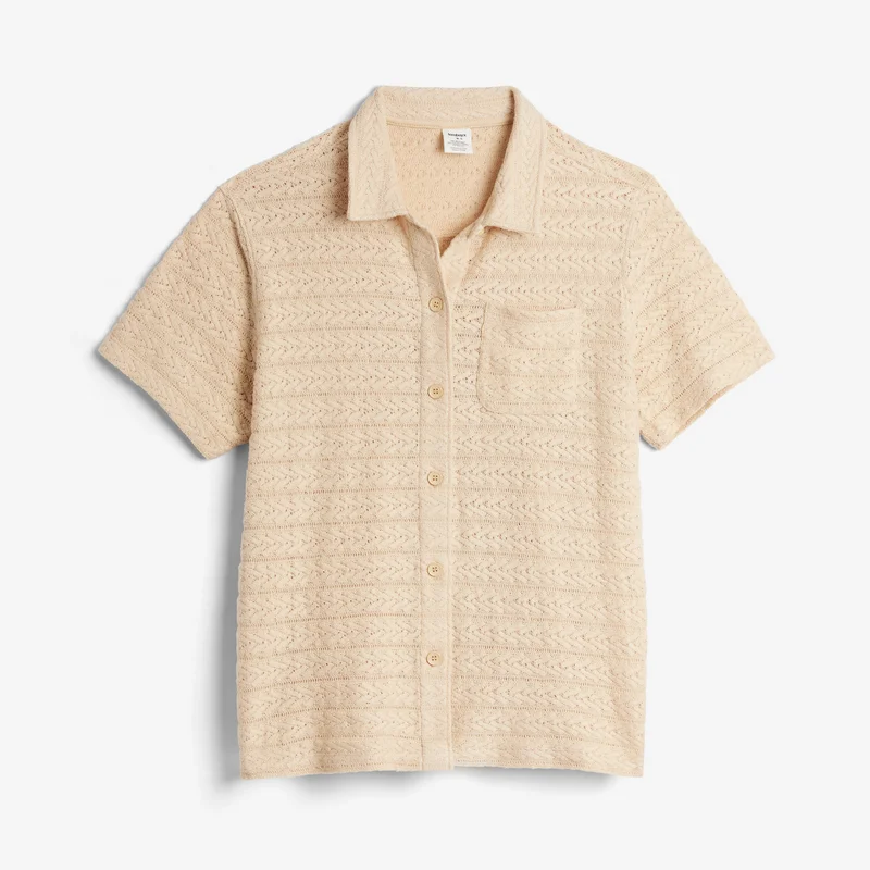 Image of Crochet Cabana Shirt - Sandshell