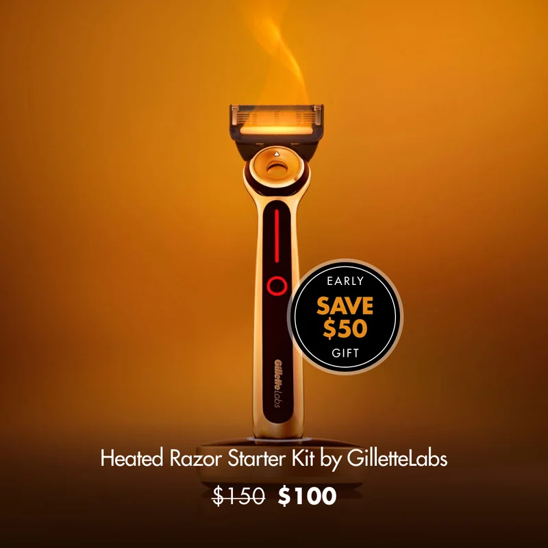 Heated Razor Starter Kit by GilletteLabs. Was $150, now $100.