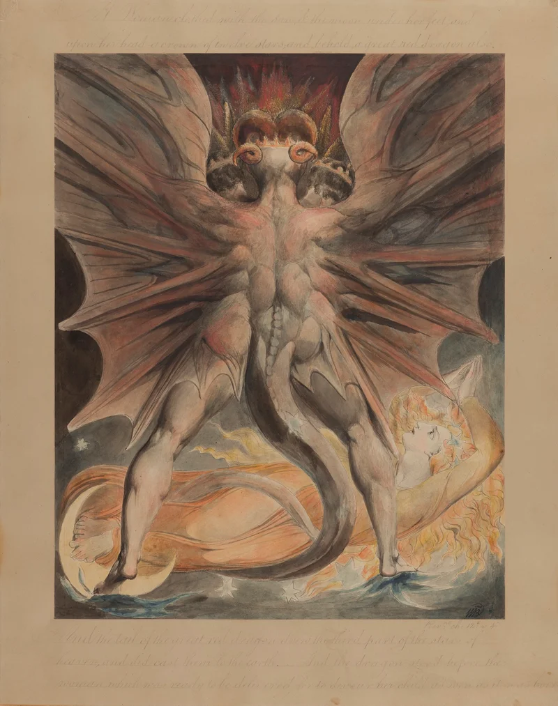 “The Great Red Dragon and the Woman Clothed with the Sun (Rev. 12: 1–4)” by William Blake