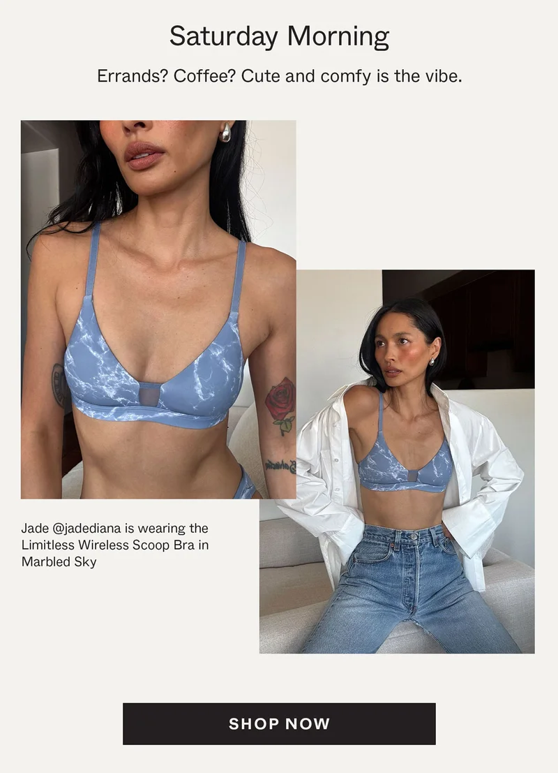 Saturday Morning - Limitless Wireless Scoop Bra in Marbled Sky
