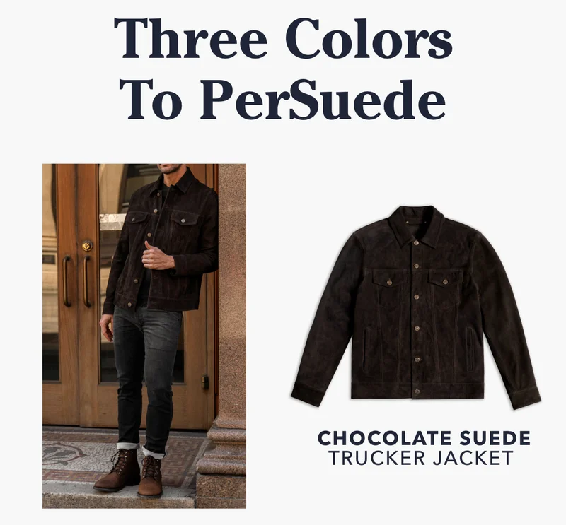 Chocolate Suede Trucker Jacket