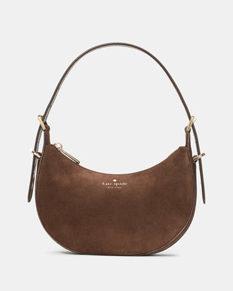 Nova Suede Small Crescent Shoulder Bag