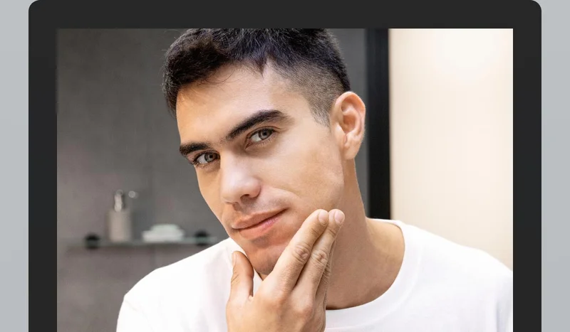 Man touching his freshly shaven face