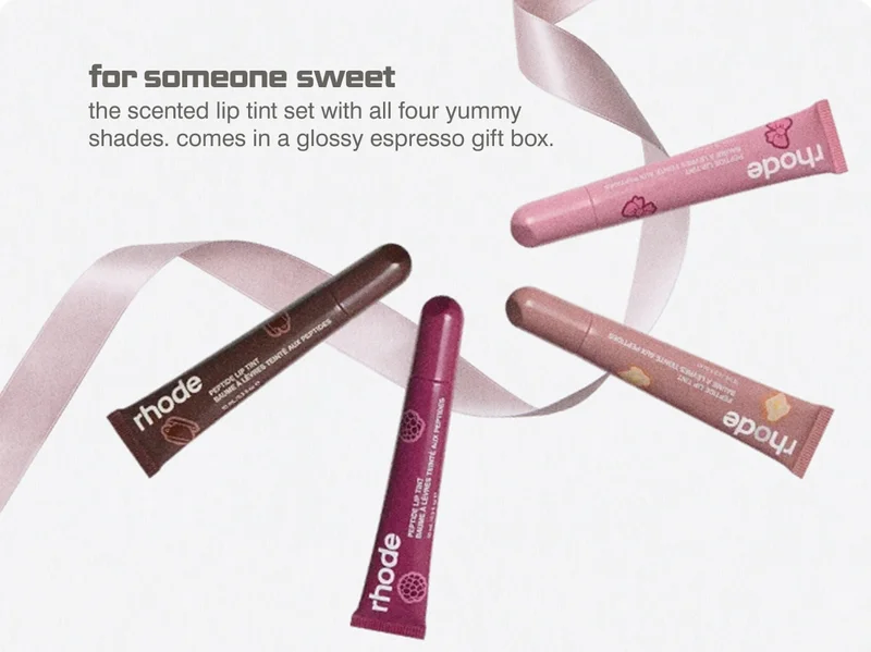 for someone sweet: The Scented Lip Tint Set with all four yummy shades. Comes in a glossy espresso gift box. ​