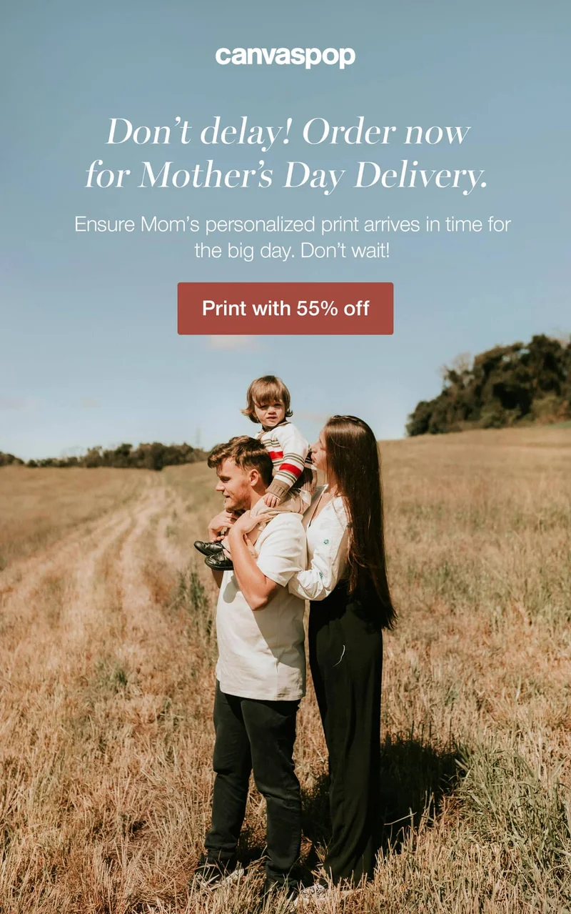 Don't delay! Order now for Mother's Day Delivery. Ensure Mom's personalized print arrives in time for the big day. Don't wait!