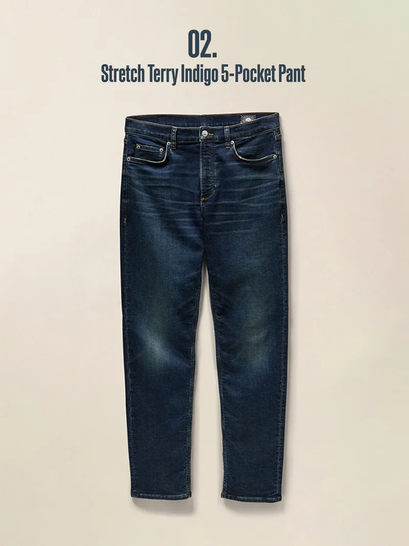 Stretch Terry Indigo 5-Pocket Pant