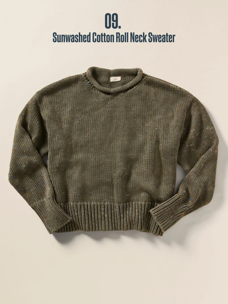 Sunwashed Cotton Roll Neck Sweater