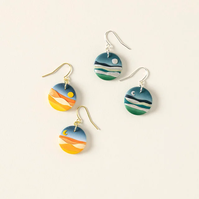 Sun & Moon Landscape Earrings
