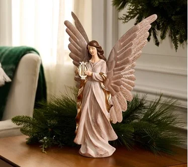 16" Angel with Instrument with Metal Wings by Valerie