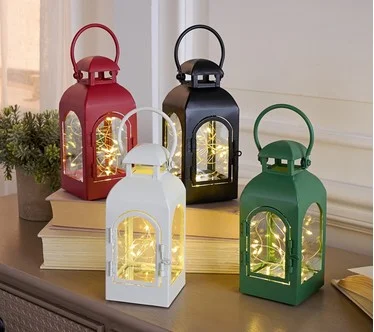 Set of (4) 6" Fairy Light Lanterns with 8 Toppers by Valerie