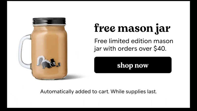 free mason jar with orders over $40
