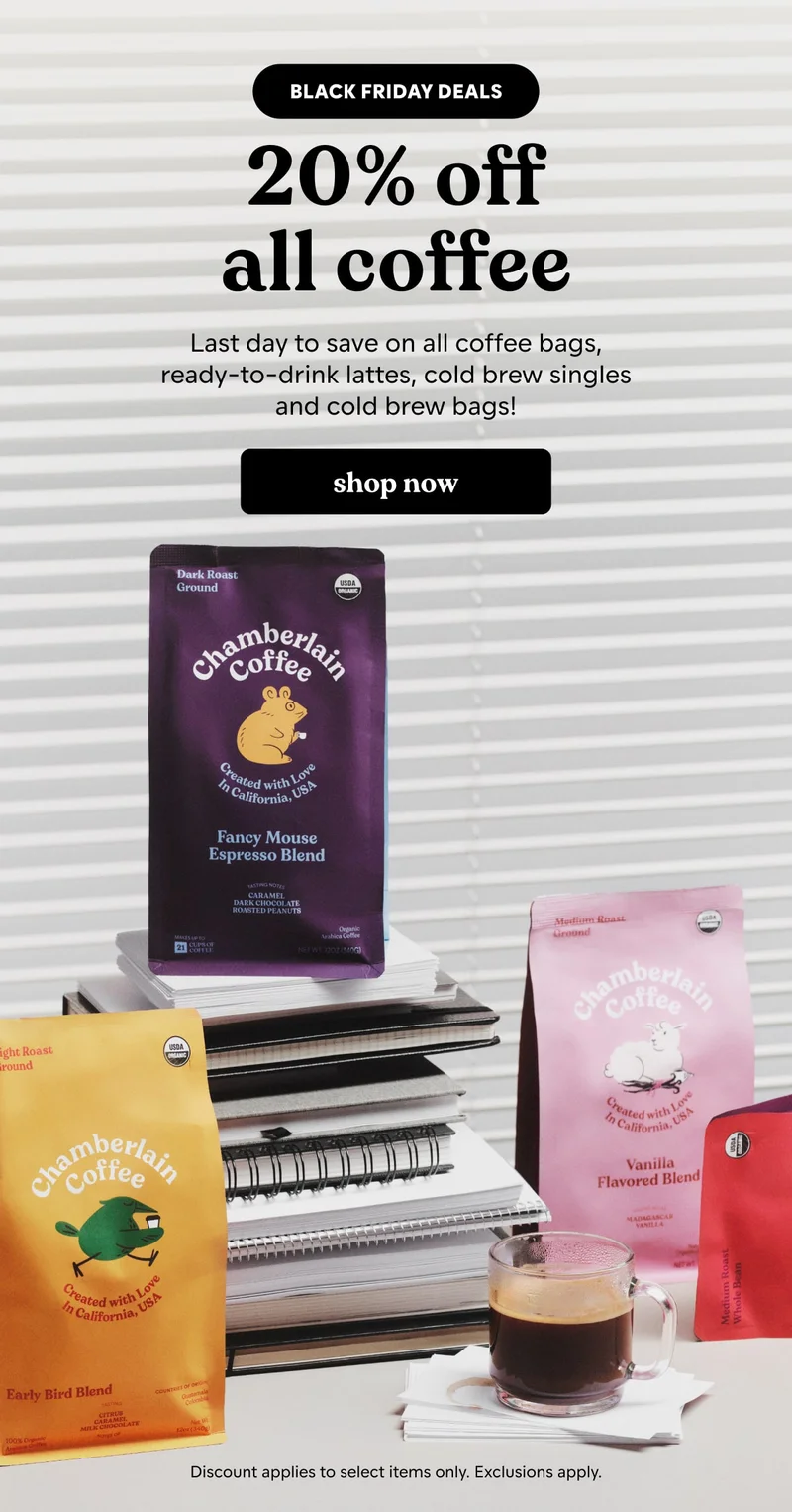 20% off all coffee. shop now