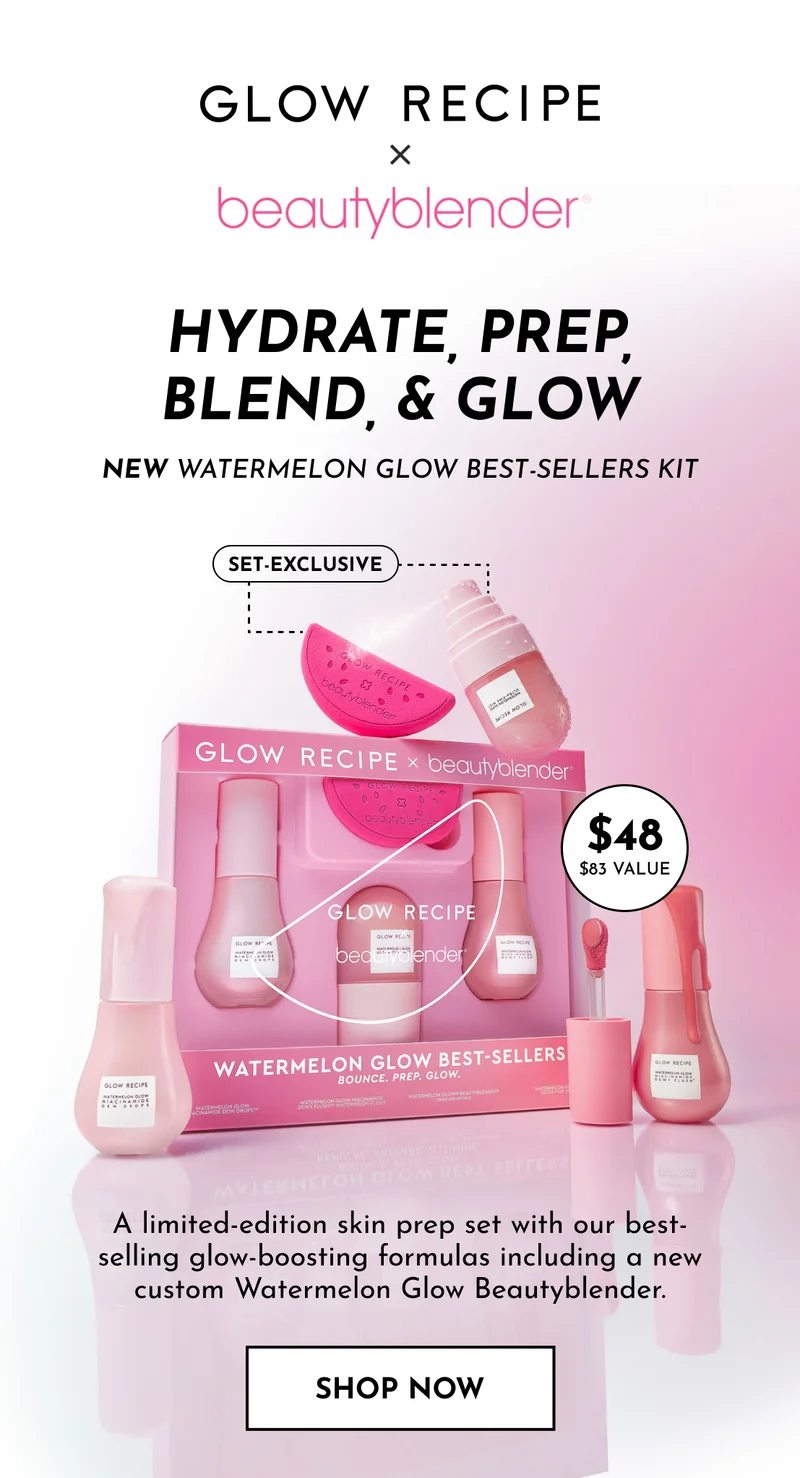 NEW Glow Recipe x Beauty Blender Watermelon Glow Best-Sellers Kit