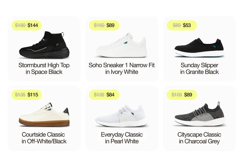 Product grid of on-sale styles.