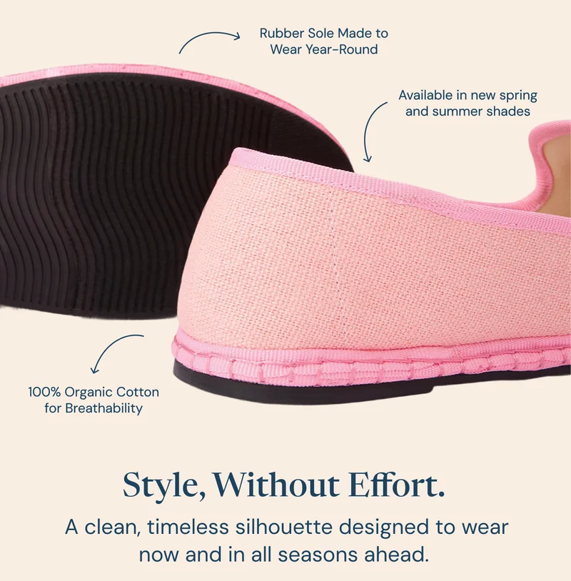 Rubber Sole Made To Wear Year-Round. Available in new spring and summer shades. 100% Organic Cotton for Breathability. Style, Without Effort.  A clean, timeless silhouette designed to wear now and in all seasons ahead.