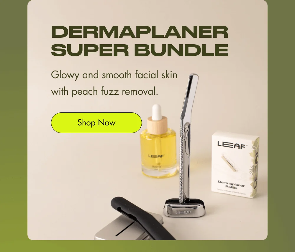 Dermaplaner Super Bundle Glowy and smooth facial skin with peach fuzz removal. Shop Now