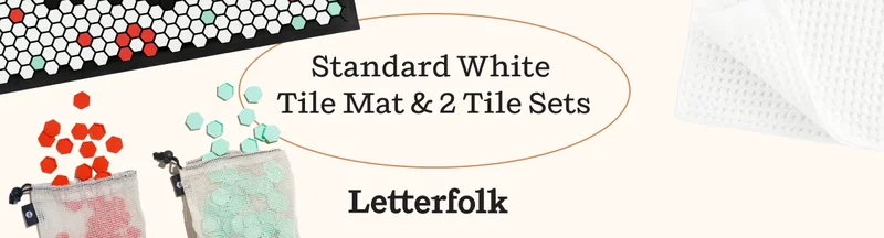 Letterfolk Standard White Tile Mat & 2 Tile Sets