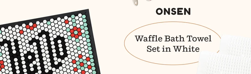 Onsen Waffle Bath Towel Set in White