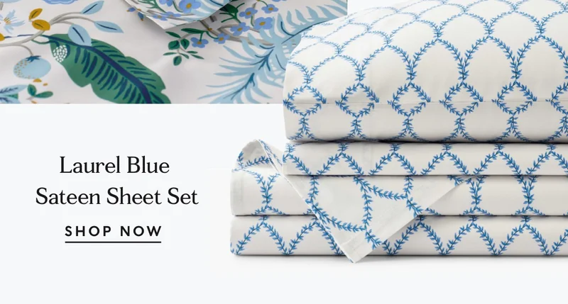 Laurel Blue Sateen Sheet Set