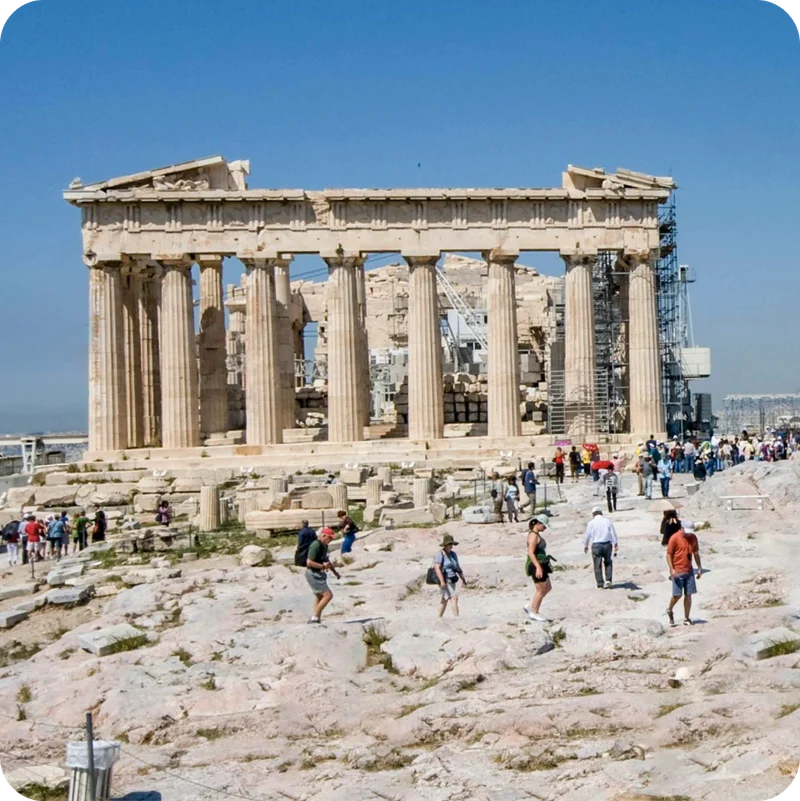 Crowds roam the Acropolis, Athens