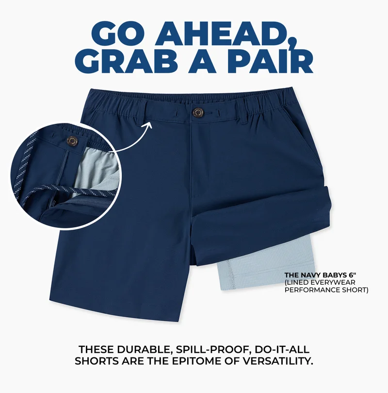 Lined Everywear Performance Short: The Navy Babys 6"
