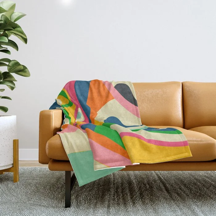 Colorful Mid Century Abstract Throw Blanket Throw Blanket