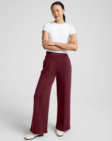 SoftSpring Wide Leg Pant 31" in Moody Burgundy