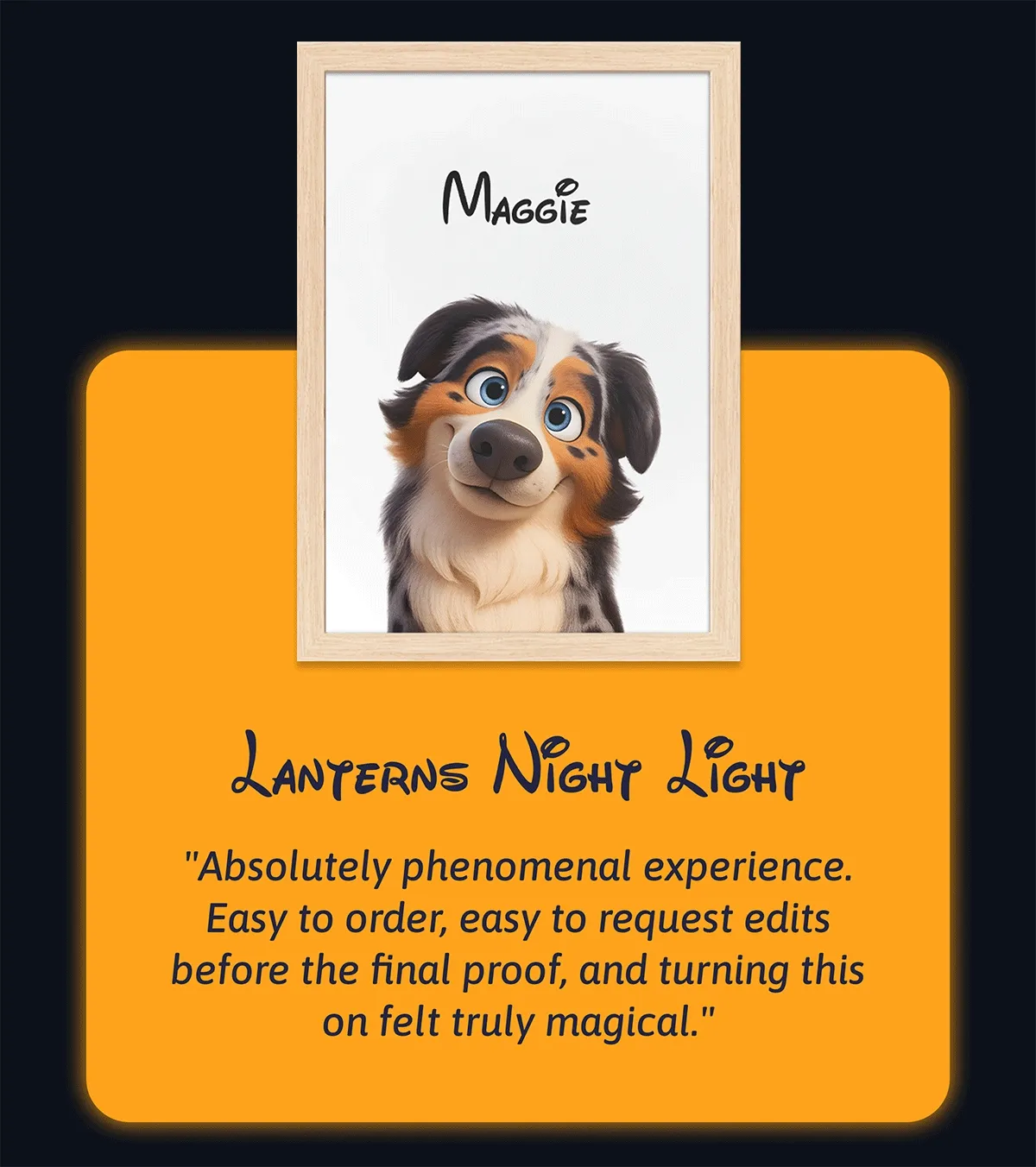 Lanterns Night Light "Absolutely phenomenal experience. Easy to order, easy to request edits before the final proof, and turning this on felt truly magical."
