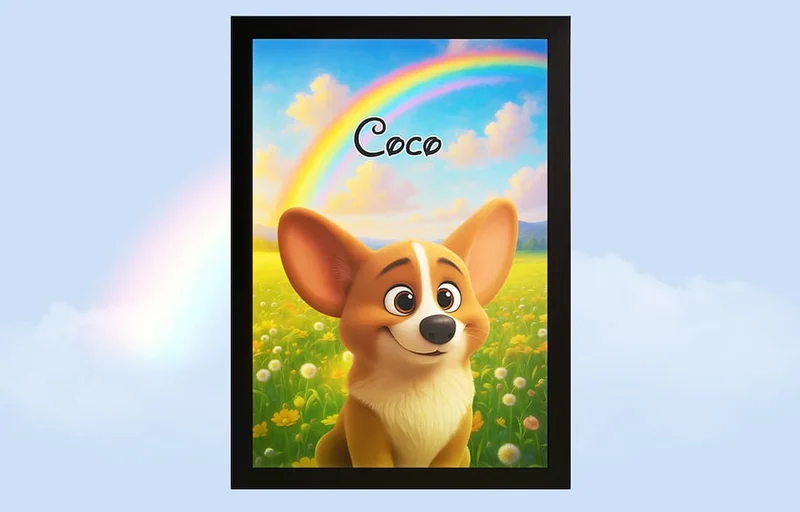 Magical Pet Portrait Night Light - Rainbow Background
