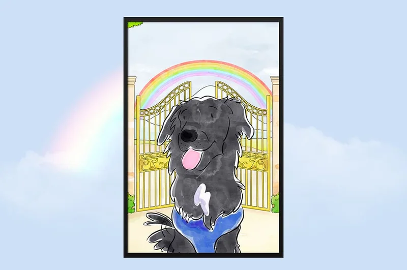 Watercolor Pet Portrait - Rainbow Background