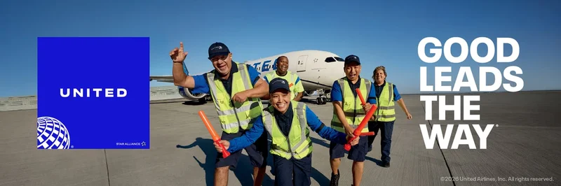 United Airlines Footer ad. Text that reads: "Good Leads the Way."