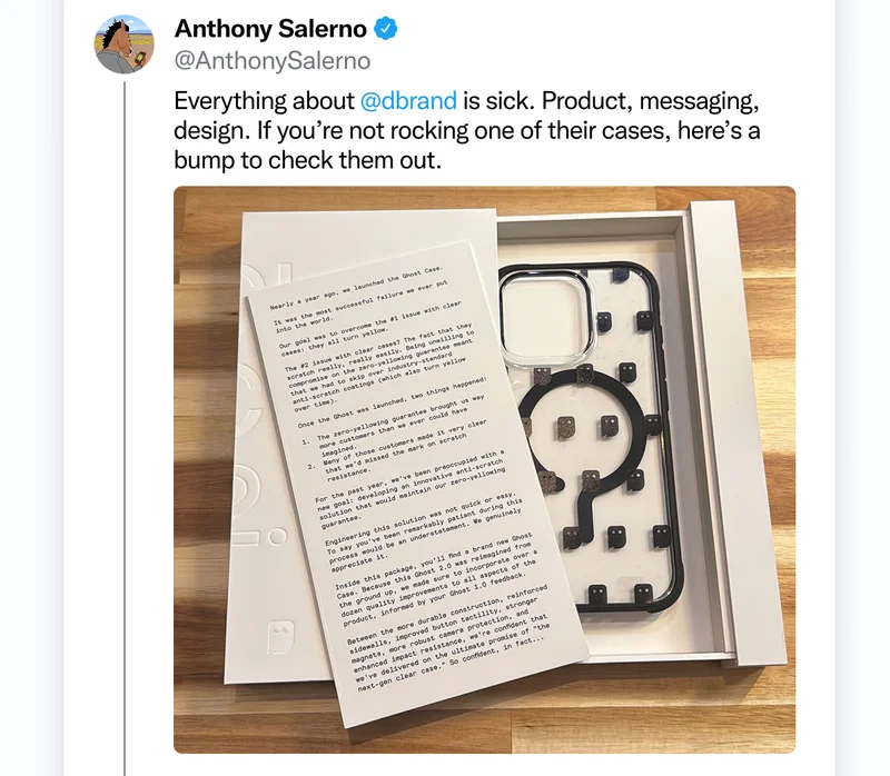 Anthony Salerno on Twitter: "Everything about dbrand is sick. Product, messaging, design. If you're not rocking one of their cases, here's a bump to check them out."