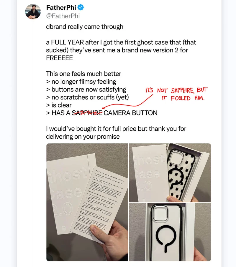 FatherPhi on Twitter: "dbrand really came through - a FULL YEAR after I got the first ghost case (that sucked) they've sent me a brand new version 2 for FREEEEE"
