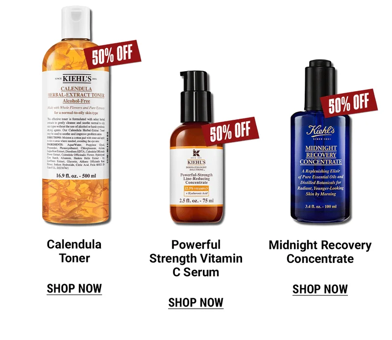 Calendula Toner, Powerful Strength Vitamin C Serum, Midnight Recovery Concentrate
