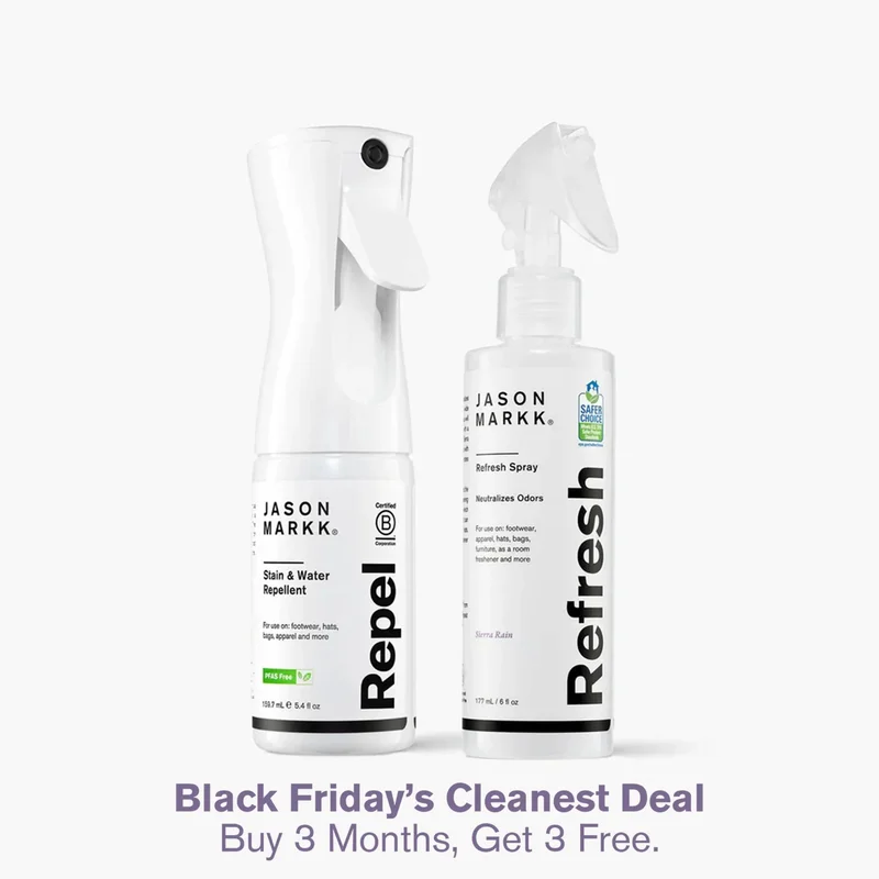 A medium shot shows two white spray bottles against a white background, with text overlaying the bottom of the image. The bottle on the left is labele...