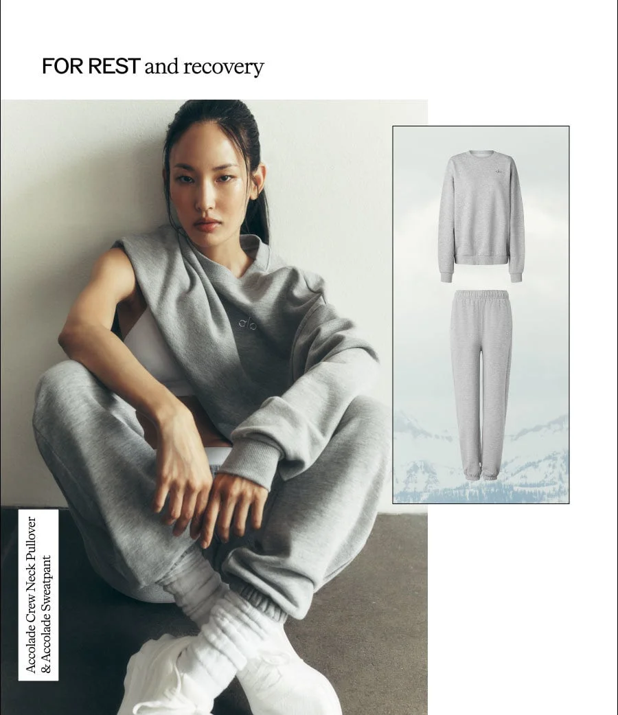 FOR REST AND RECOVERY. ACCOLADE CREW NECK PULLOVER & ACCOLADE SWEATPANT