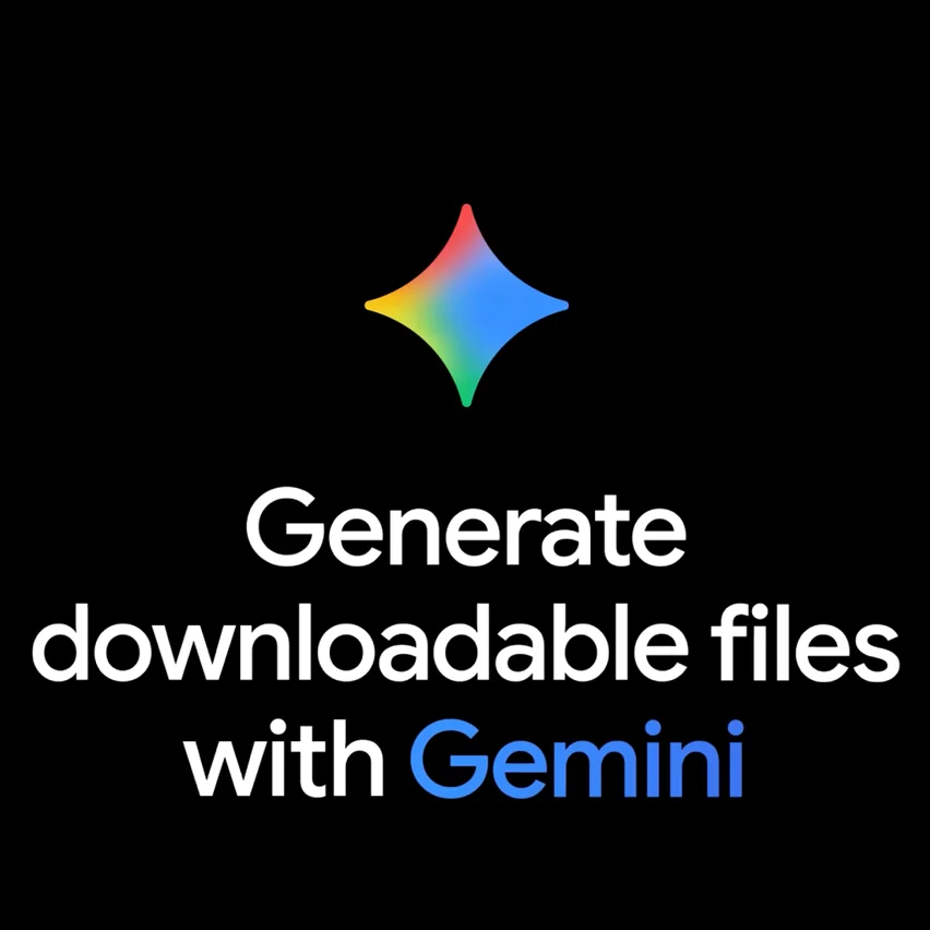 Gemini star icon and text: Generate downloadable files with Gemini.