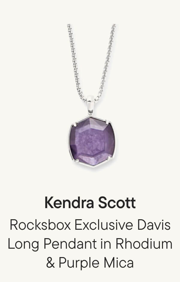 Rocksbox Exclusive Davis Long Pendant in Rhodium & Purple Mica