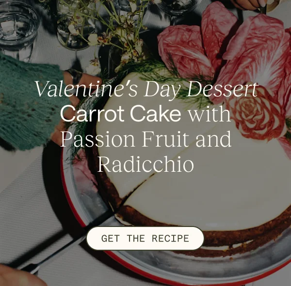 Valentine's Day Dessert Carrot Cake with Passion Fruit and Radicchio. Get The Recipe.