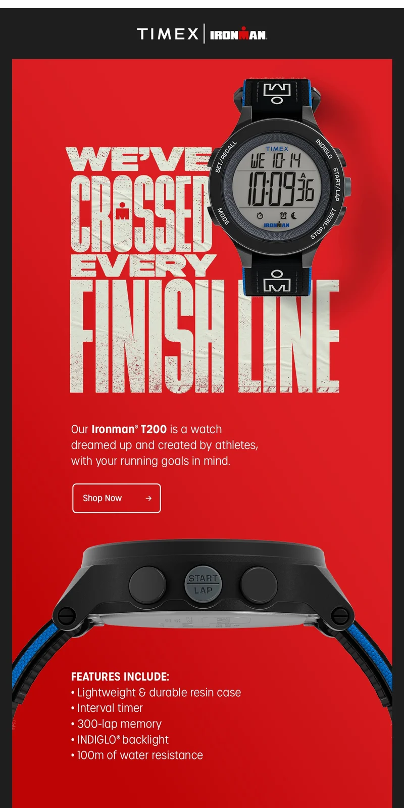 Our Ironman T200 is a watch dreamed up and created by athletes with your running goals in mind | Shop Now