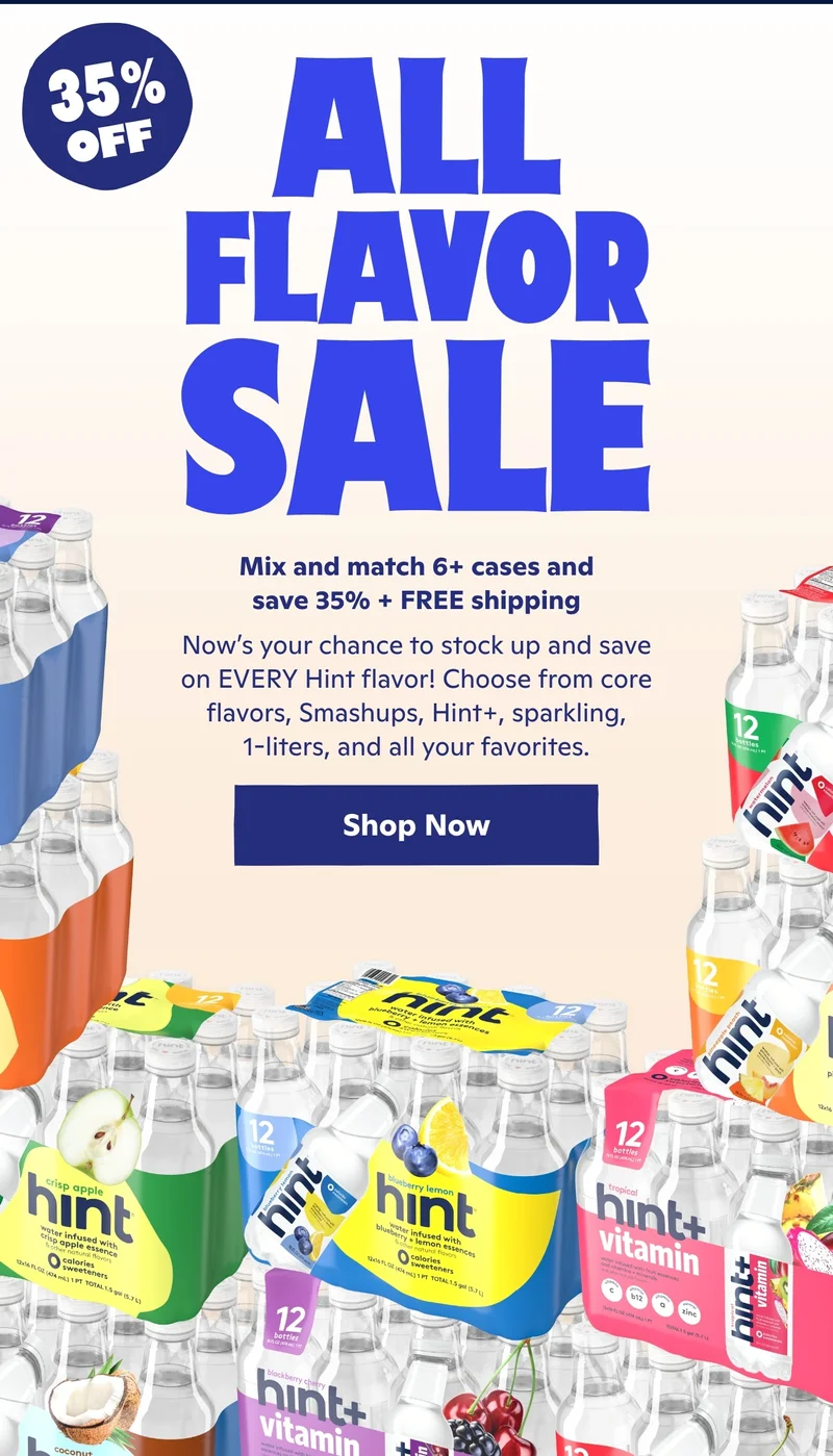 All Flavor Sale: Mix & match 6+ cases and save 35% + FREE shipping